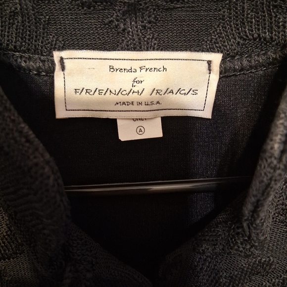 Brenda French for French Rags Black Textured Button Front Tunic Made in USA - Picture 4 of 5